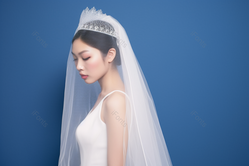 亚洲头戴头纱穿婚纱的新娘,高清,摄影图,摄影图片,图片大全,摄影图免费下载